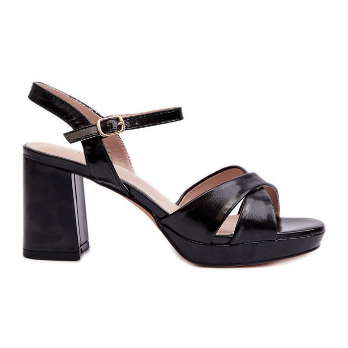 Dámské sandály na vysokém podpatku Eco Leather Black Jatine černá