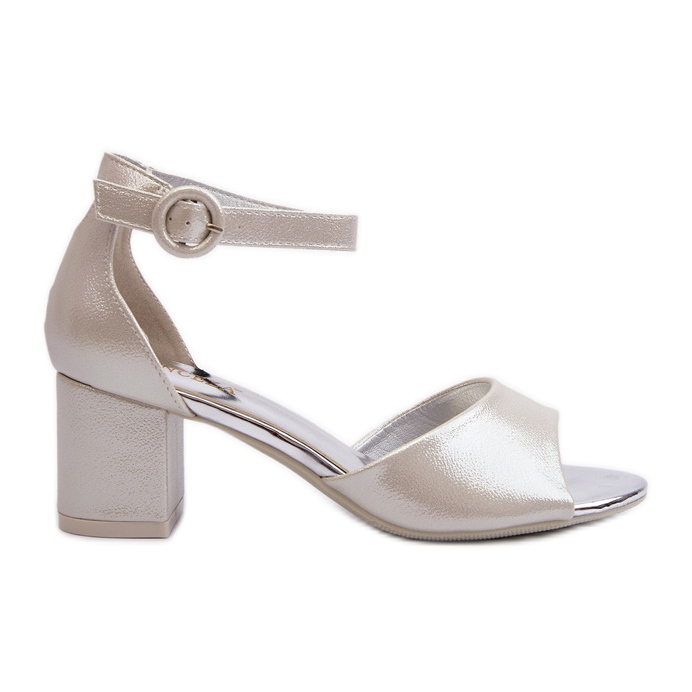 Vinceza 20100 stříbrné kožené sandály na vysokém podpatku stříbrný