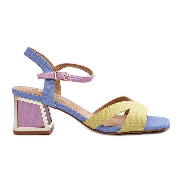 S.Barski Pastelové dámské sandály na vysokém podpatku D&amp;A CR482 žlutá