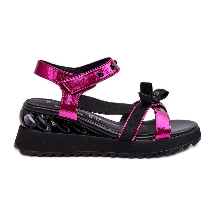 S.Barski Dámské sandály s mašlí D&amp;A CR956 Fuchsia růžový