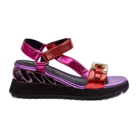 S.Barski Dámské sandály na klínu D&amp;A CR954 Purple fialová