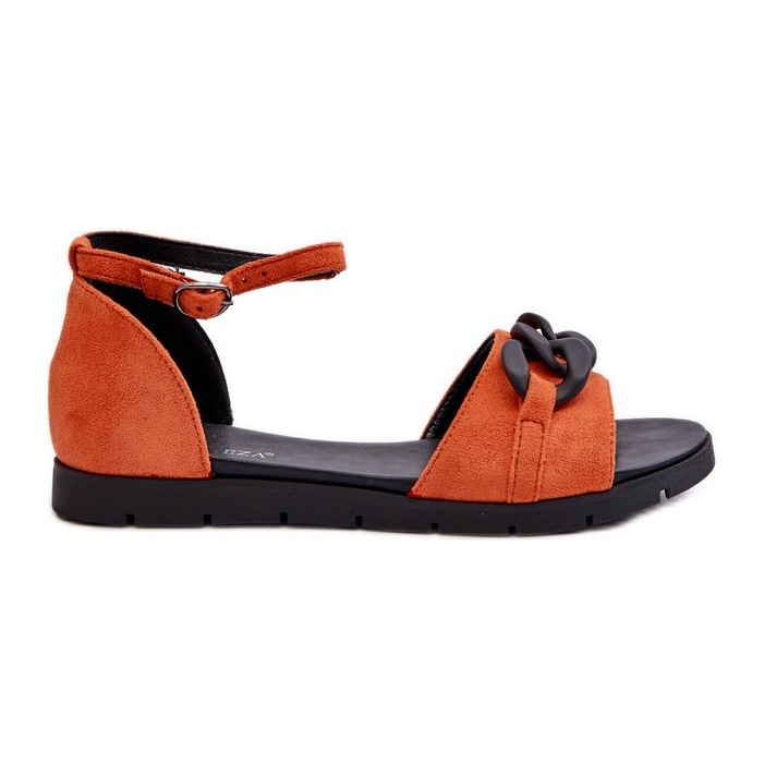 Dámské ploché sandály s řetízkem Vinceza 17320 oranžová oranžový