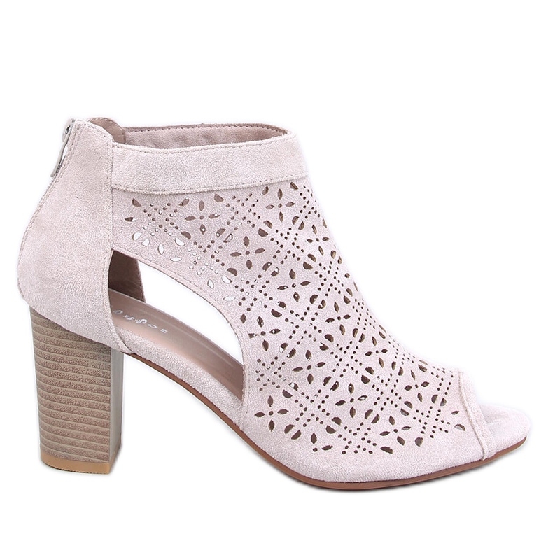 Prolamované kotníkové boty Pierre Beige s otevřenou špičkou béžový