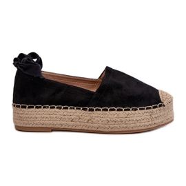 Dámské espadrilky uvázané na platformě s copánkem, černé Tailesse černý