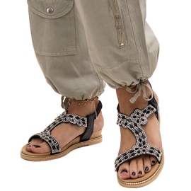 Shahidiny lesklé černé sandály černý