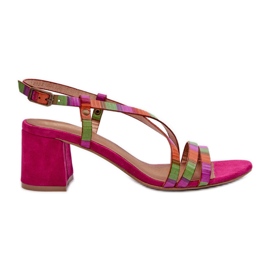 Semišové sandály na nízkém podpatku Maciejka 06653-15 Fuchsia růžový