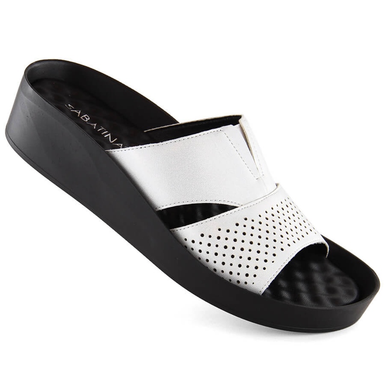 Dámské stříbrné žabky s gumičkou, lesklé stříbrné, Sabatina 2318-4 stříbrný