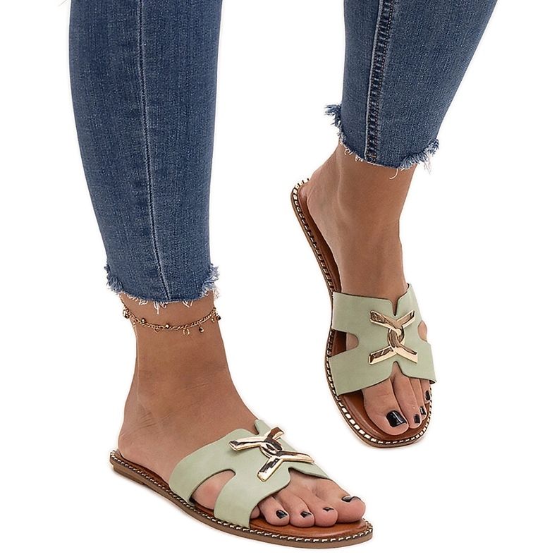 Zelené žabky s přezkou Razanna zelená Zelené žabky s přezkou Razanna zelená