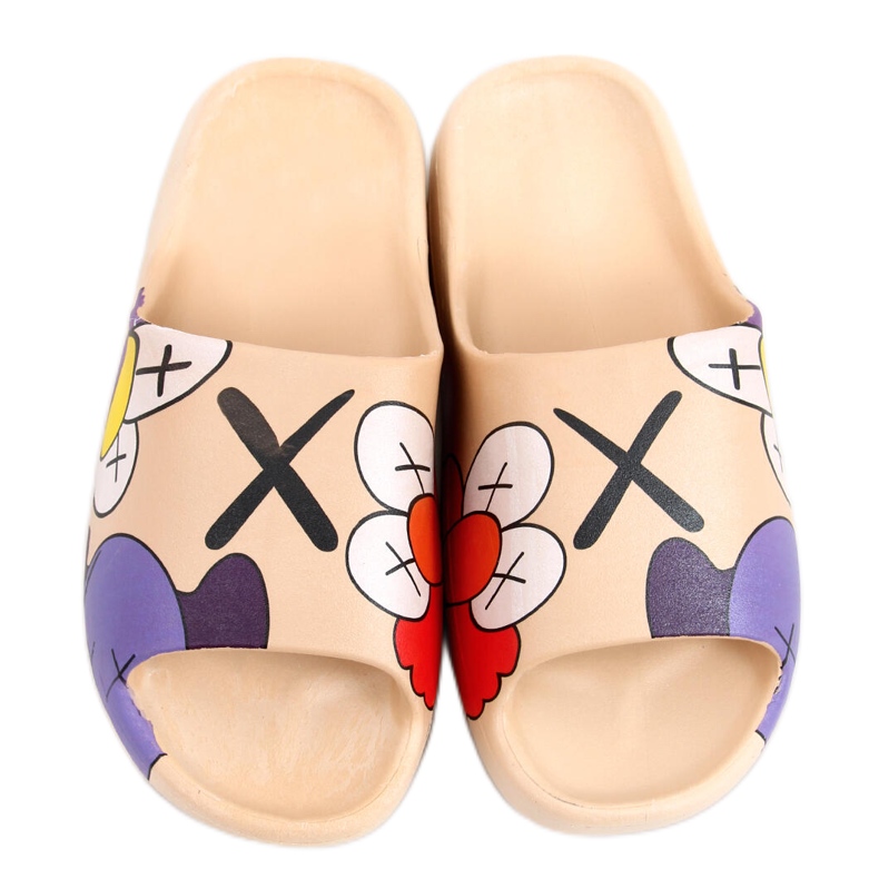 Pantofle s barevným potiskem Clancy Khaki béžový