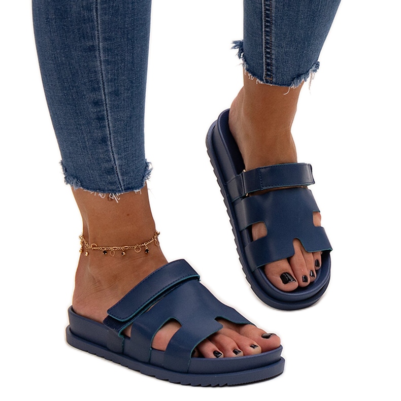 Námořnické modré žabky na suchý zip od Kassis modrý