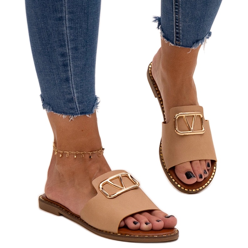 Béžové žabky s přezkou Mariza béžový