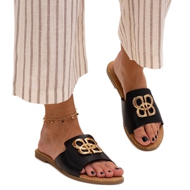 Černé žabky zdobené přezkou Perkin černý