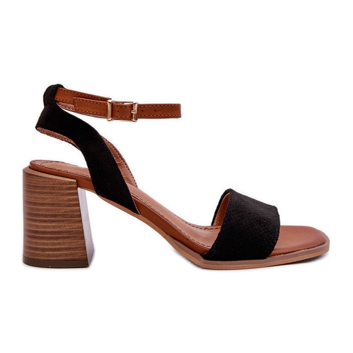 Dámské sandály na vysokém podpatku vyrobené z Eco Suede Black Ronvia černá