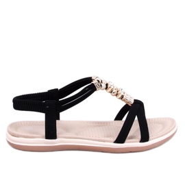Sandály Haezz Black s ozdobnými zirkony černý
