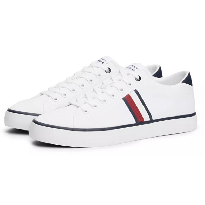 Tommy Hilfiger Hi Vulc Low Stripes Síťované boty FM0FM04946 Ybs bílý