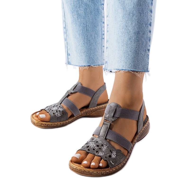 Evento Šedé sportovní sandály s kamínky od Rossignol šedá Evento Šedé sportovní sandály s kamínky od Rossignol šedá