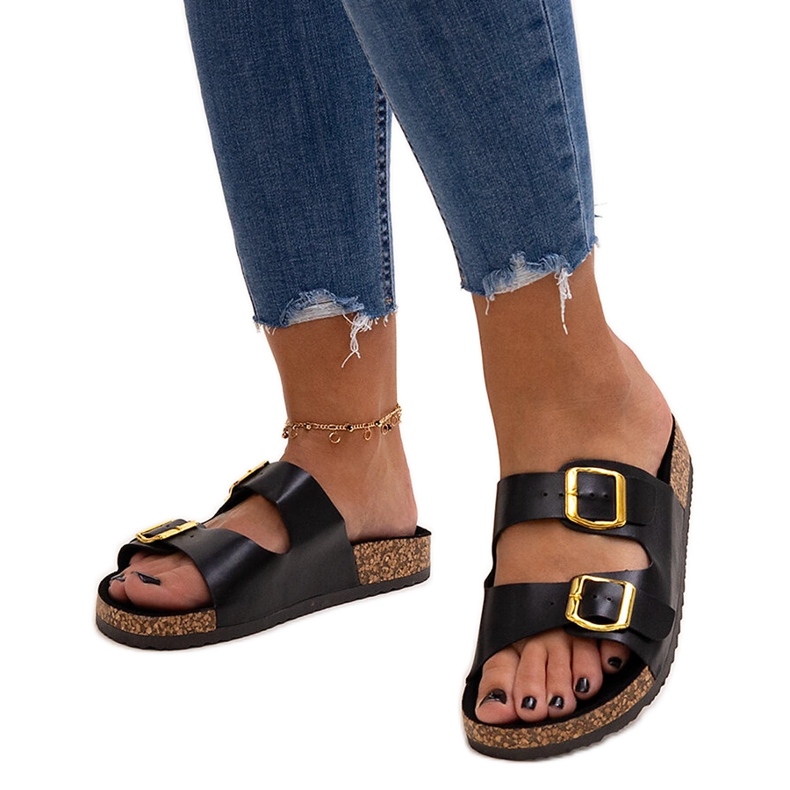 Černé žabky s korkovou podrážkou Oline černá