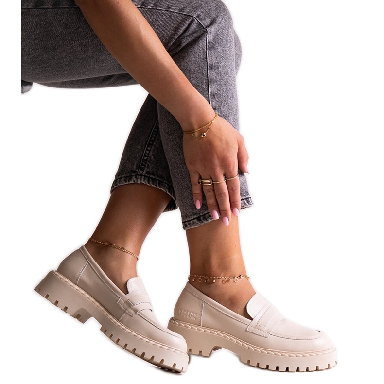 Béžové kožené boty Big Star LL274457 béžový Béžové kožené boty Big Star LL274457 béžový