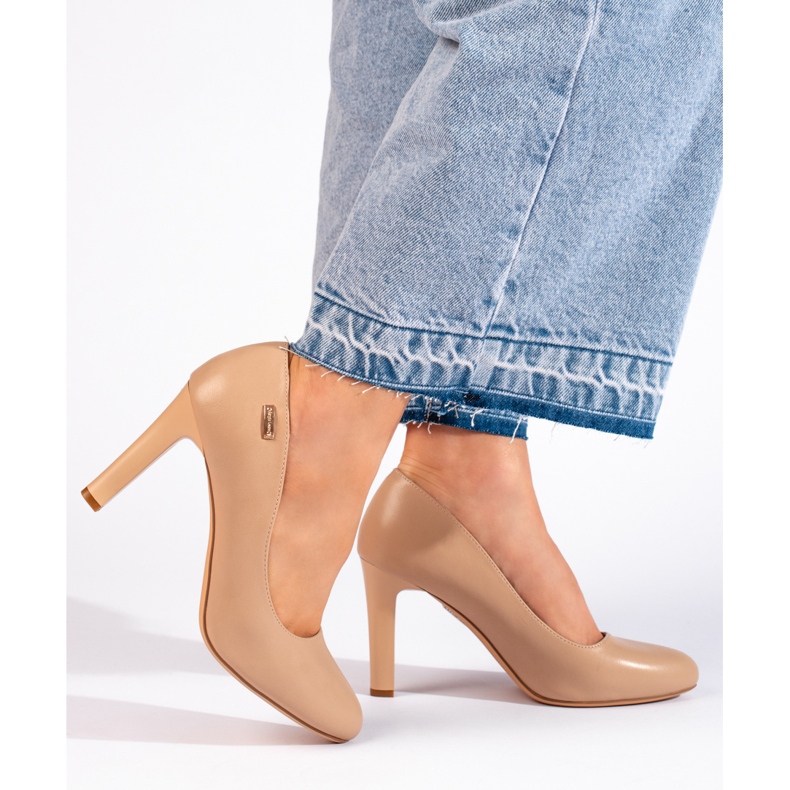 Klasické béžové lodičky na vysokém podpatku Sergio Leone béžový