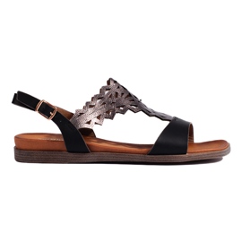 Prolamované černé dámské sandály Sergio Leone černý