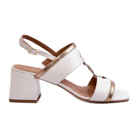 Kožené elegantní sandály na bloku Laura Messi 2768 White bílý Kožené elegantní sandály na bloku Laura Messi 2768 White bílý