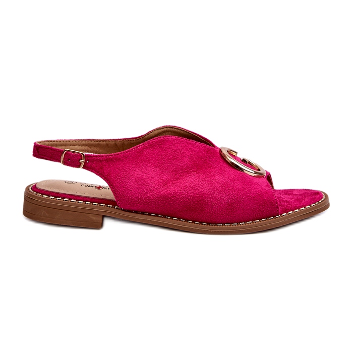Elegantní dámské sandály s dekorací Eco Suede S.Barski KV27-058 Fuchsia růžový