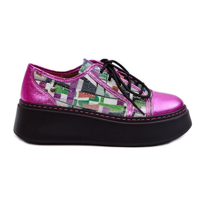 Dámské kožené tenisky na platformě Maciejka 06479-15 Fuchsia růžový