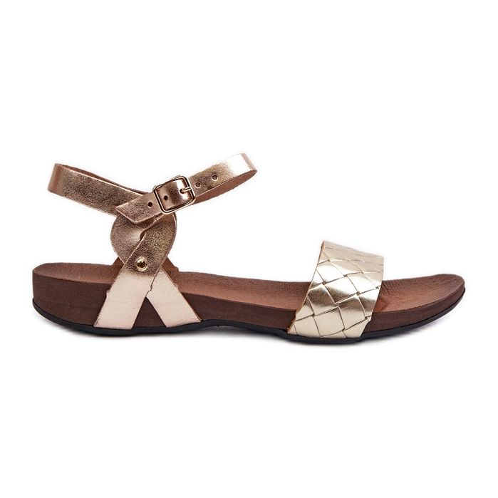 Zazoo 40027 dámské ploché kožené sandály, zlaté zlatý