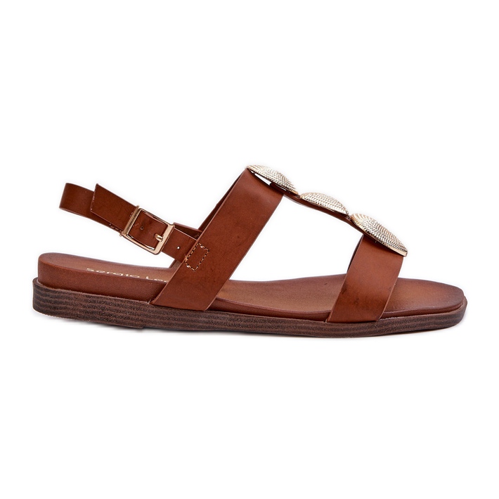 Dámské ploché sandály s ozdobami Sergio Leone SK072H Brown hnědý