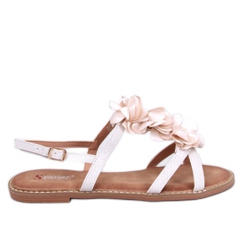Amaur Beige sandály s jemnými květy béžový Amaur Beige sandály s jemnými květy béžový