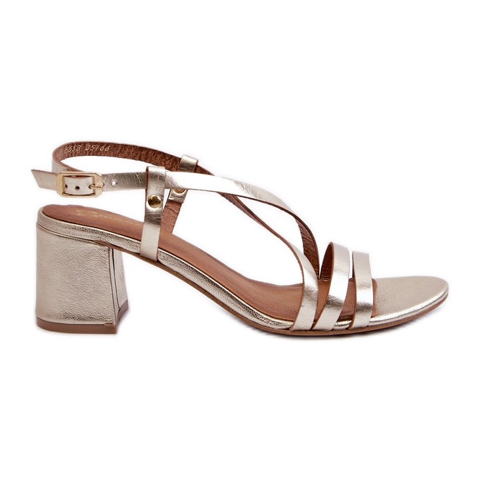 Kožené sandály na nízkém podpatku Maciejka 06653-25 Zlatá zlatý