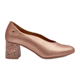 Elegantní kožené lodičky na vysokém podpatku Maciejka 06422-25 Zlatá zlatý Elegantní kožené lodičky na vysokém podpatku Maciejka 06422-25 Zlatá zlatý