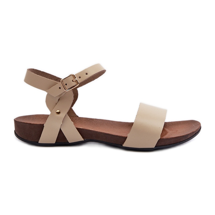 Zazoo 40027 Dámské ploché kožené sandály, béžová béžový