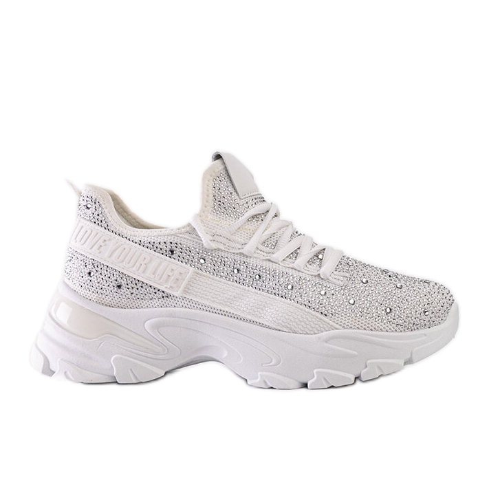 Bílé lesklé tenisky s masivní podrážkou Senai bílý