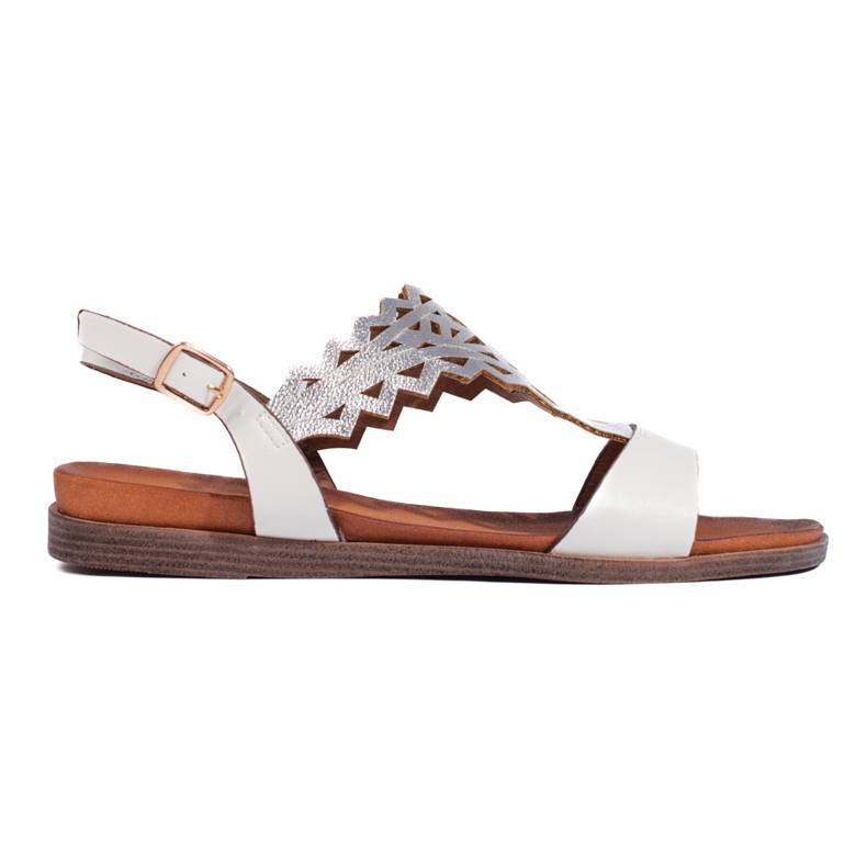 Prolamované bílé a stříbrné dámské sandály Sergio Leone bílý