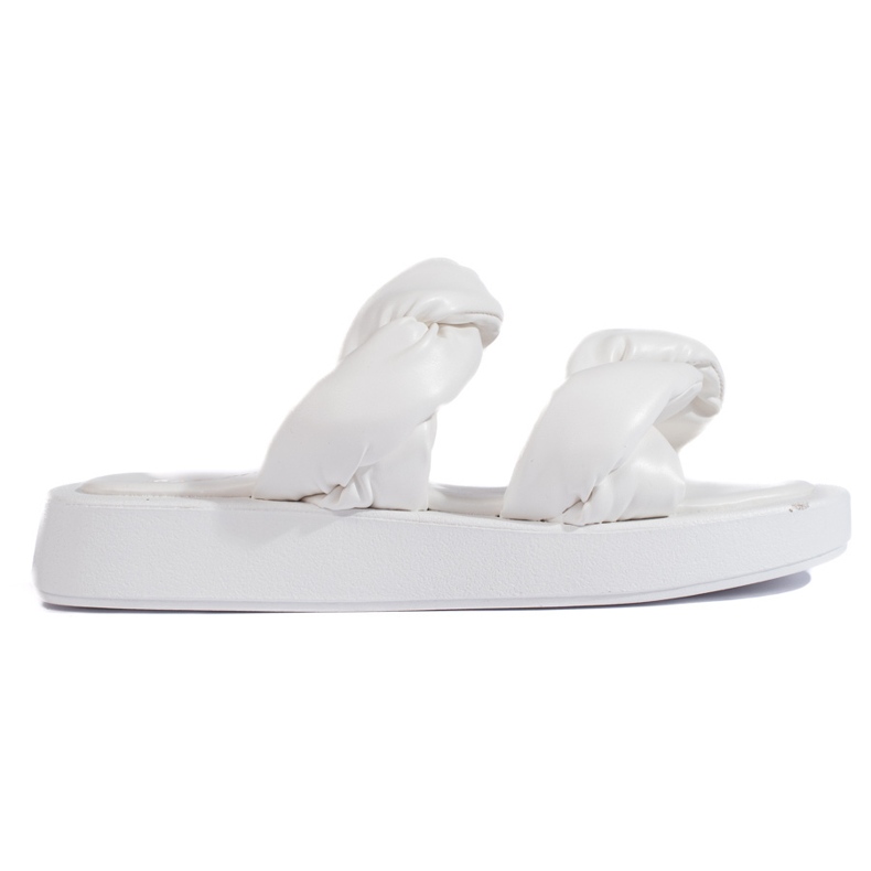 Bílé žabky se silnou podrážkou bílý