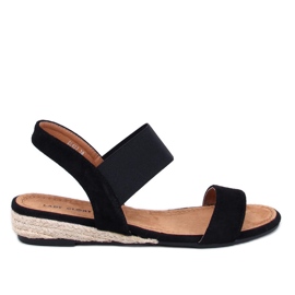 Nízké espadrilkové sandály na klínku Amalf Black černý