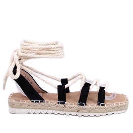 Zakaris Černé šněrovací espadrilkové sandály černá Zakaris Černé šněrovací espadrilkové sandály černá