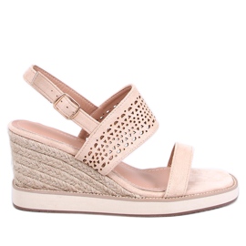 Debeve Beige sandály na klínku espadrilky béžový