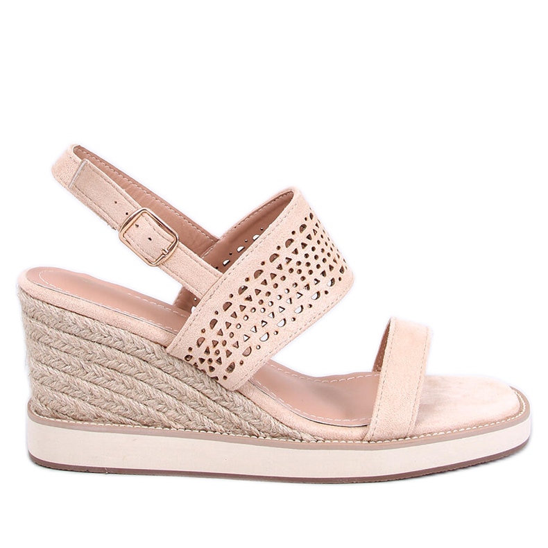 Debeve Beige sandály na klínku espadrilky béžový