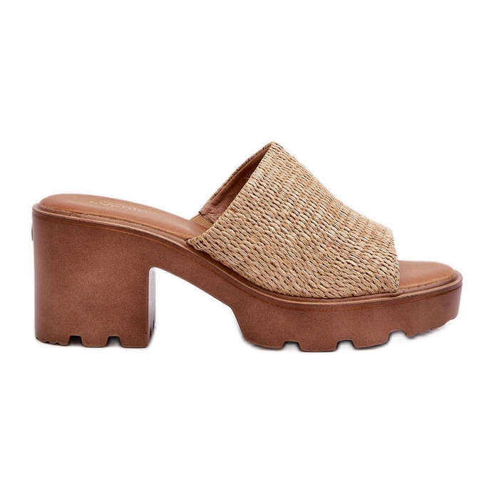 Béžové dámské žabky Titantha s pletenými vysokými podpatky béžový