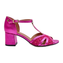 Dámské kožené sandály na vysokém podpatku Maciejka 06551-15 Fuchsia růžový