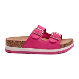 Dámské žabky na platformě s přezkami Eco Suede Fuchsia Ursila růžový