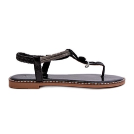 Dámské ploché sandály s ozdobnou květinou, Black Edoni černá