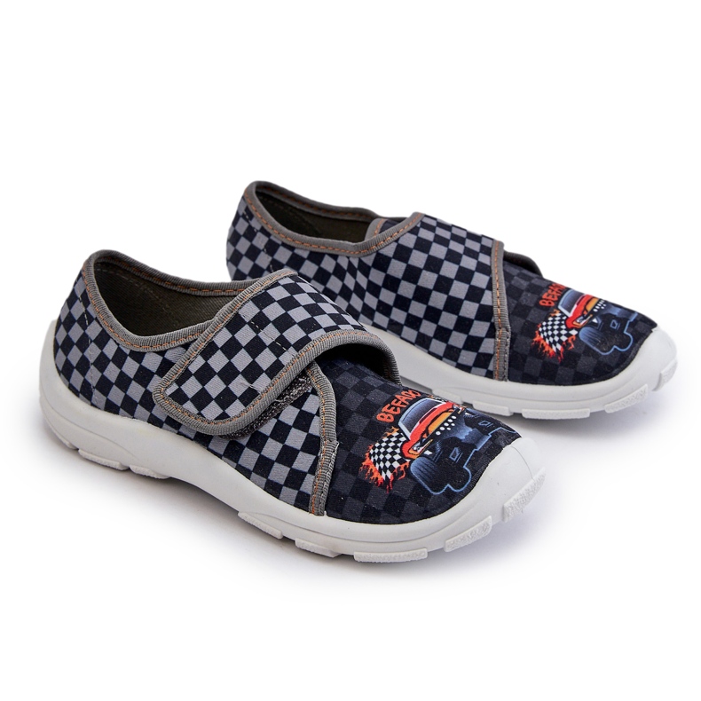 Pohodlné chlapecké pantofle na suchý zip Befado 974Y540 Grey šedá