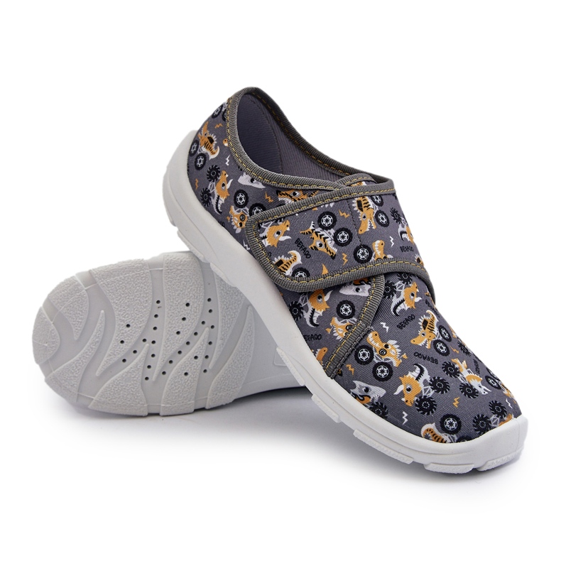 Pohodlné chlapecké pantofle na suchý zip Befado 974Y552 Grey šedá Pohodlné chlapecké pantofle na suchý zip Befado 974Y552 Grey šedá