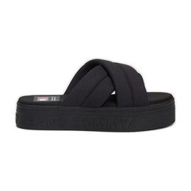 Ploché sandály s nápisem Tommy Hilfiger EN0EN02465BDS černý
