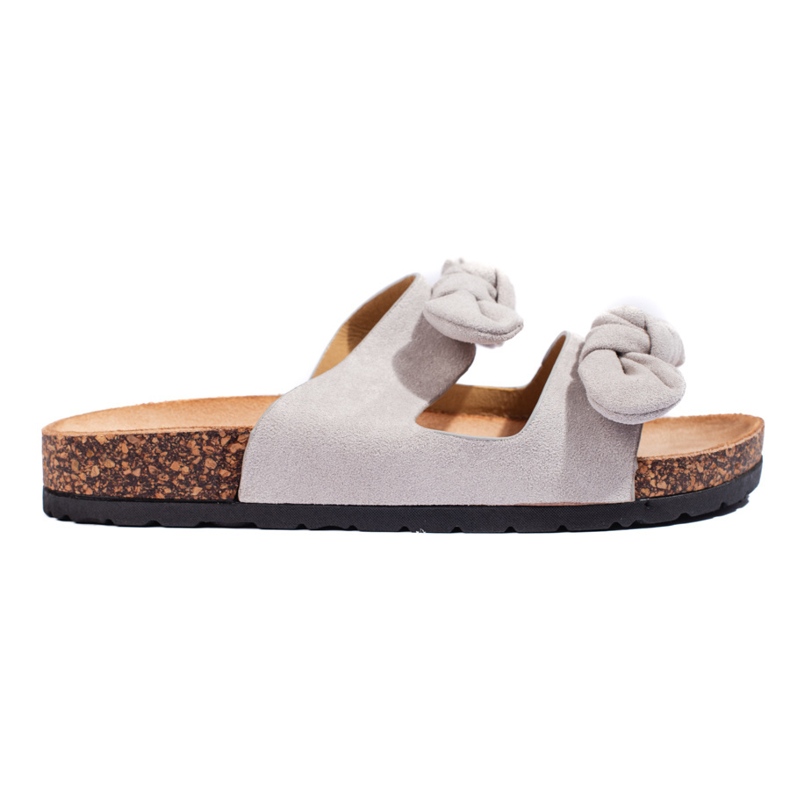 Dámské šedé semišové pantofle s korkem šedá