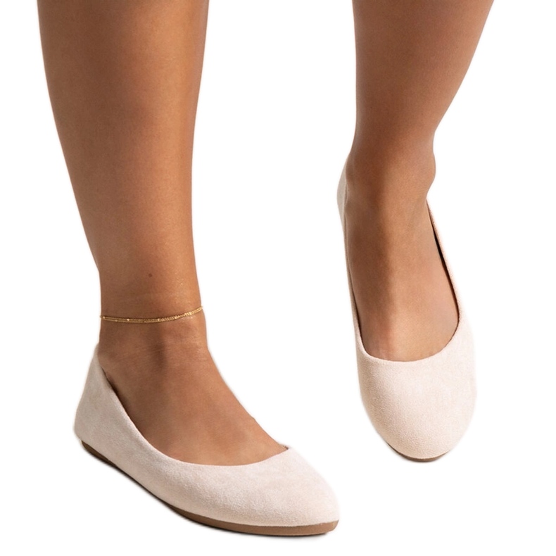 Světle béžové balerínky vyrobené z ekologického semiše Jala béžový