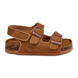 Dětské sandály na korkové platformě, zapínání na suchý zip, Camel Rorria hnědý